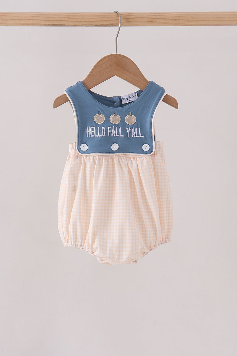 Blue Hallo Fall Y'all Pumpkin Bubble