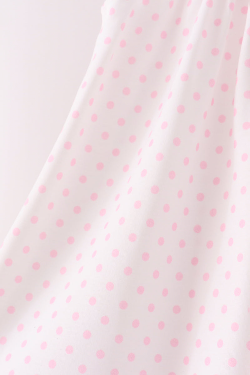 Pink Bow Pearl Ruffle Pants Set