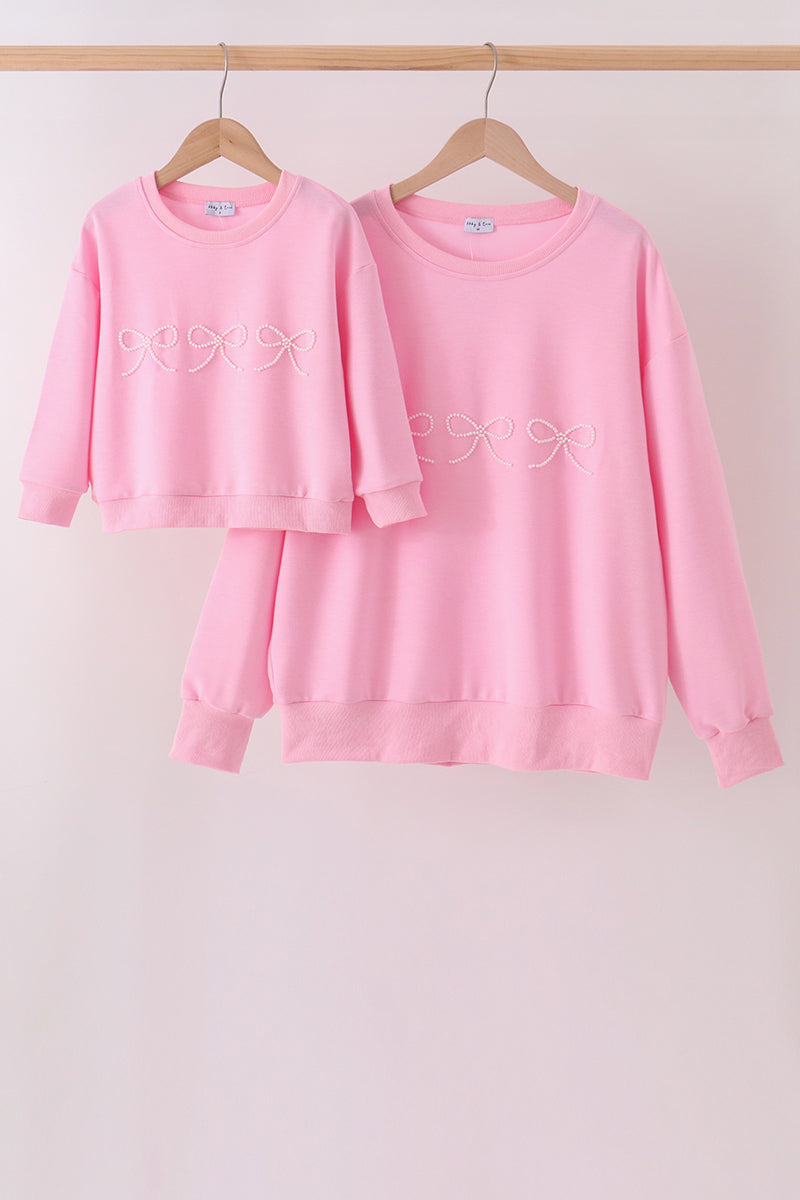 Pink Bow Pearl Mom&me Sweatshirt