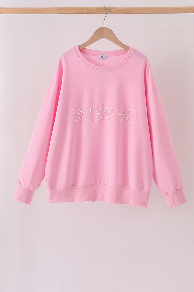 Pink Bow Pearl Mom&me Sweatshirt