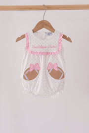 Pink Football Applique Ruffle Bubble