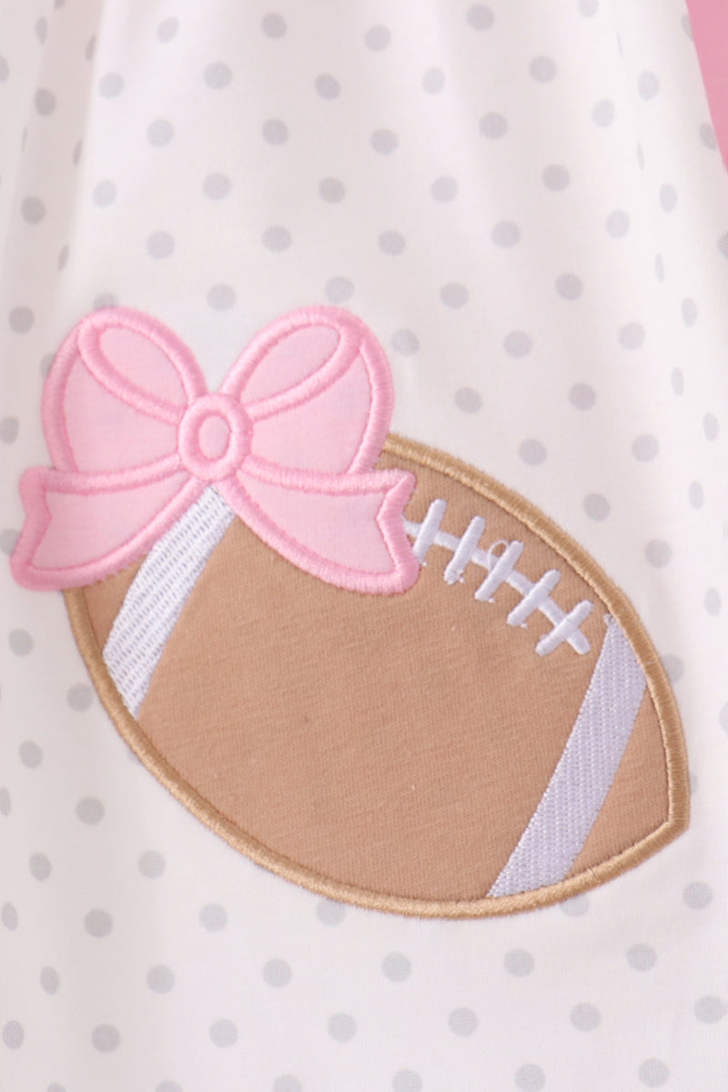Pink Football Applique Ruffle Shorts Set