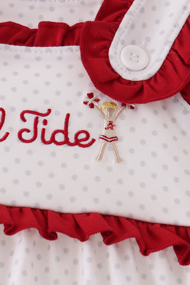 Red Alabama Roll Tide Embroidery Ruffle Bubble