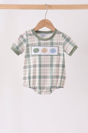 Green Pumpkin Embroidery Plaid Bubble