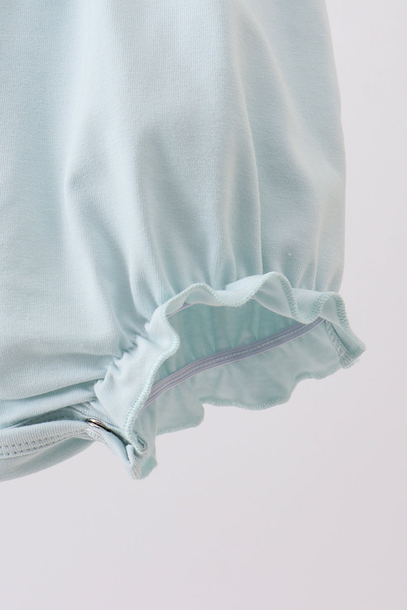 Light Blue Character Embroidery Ruffle Bubble