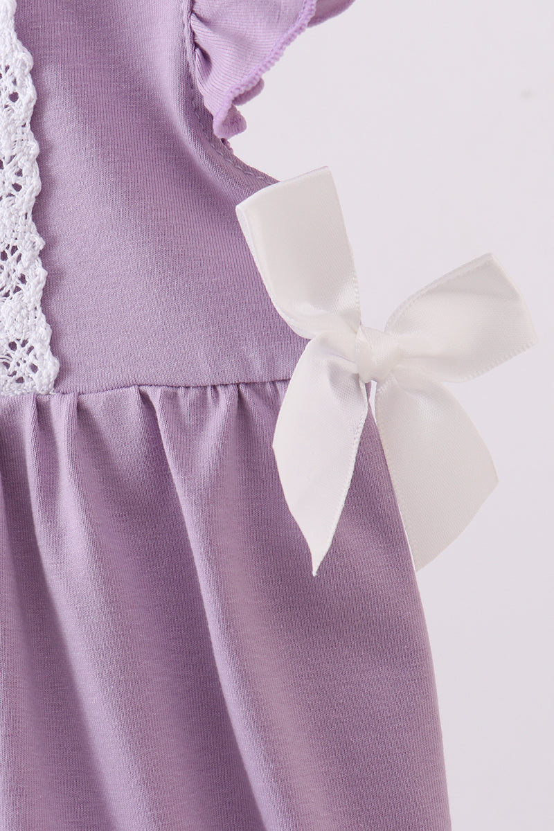 Purple Character Embroidery Ruffle Bubble