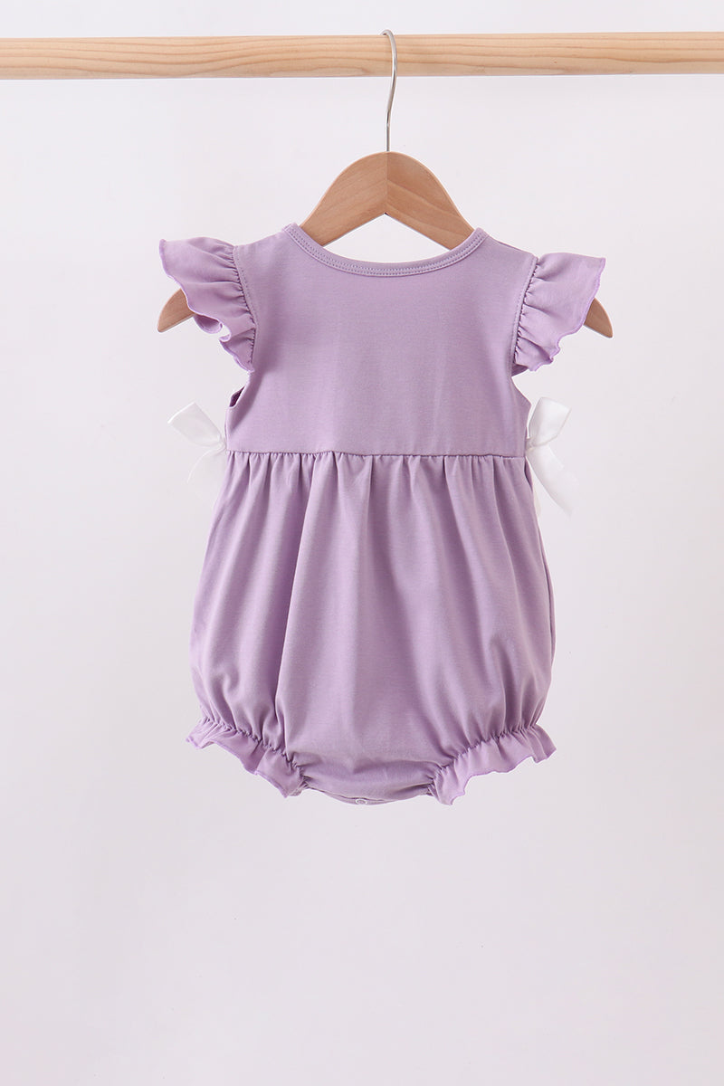 Purple Character Embroidery Ruffle Bubble
