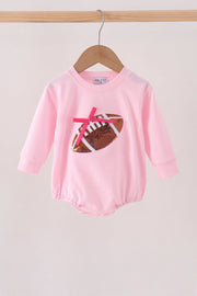 Pink Football Bow Sequin Bubble