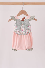 Pink Pumpkin Bow Applique Ruffle Bubble