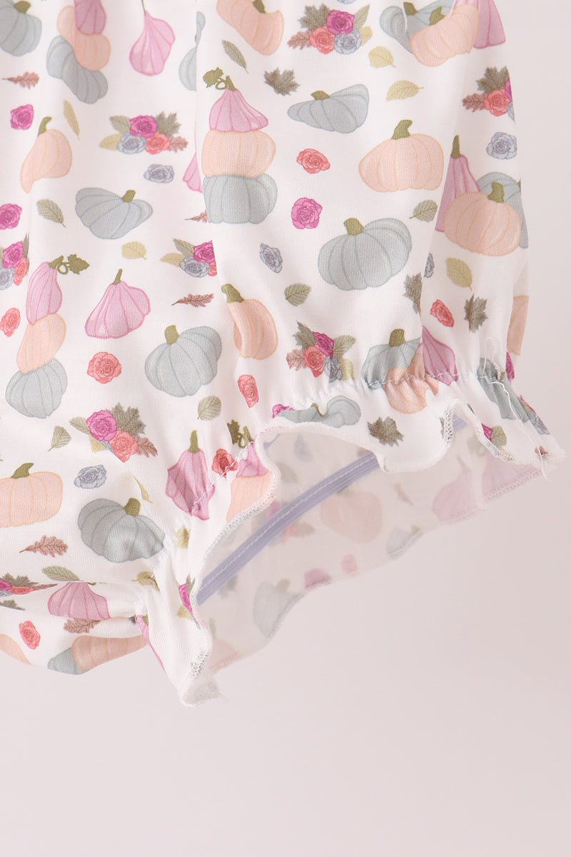 Pink Pumpkin Bow Applique Bloomer Set