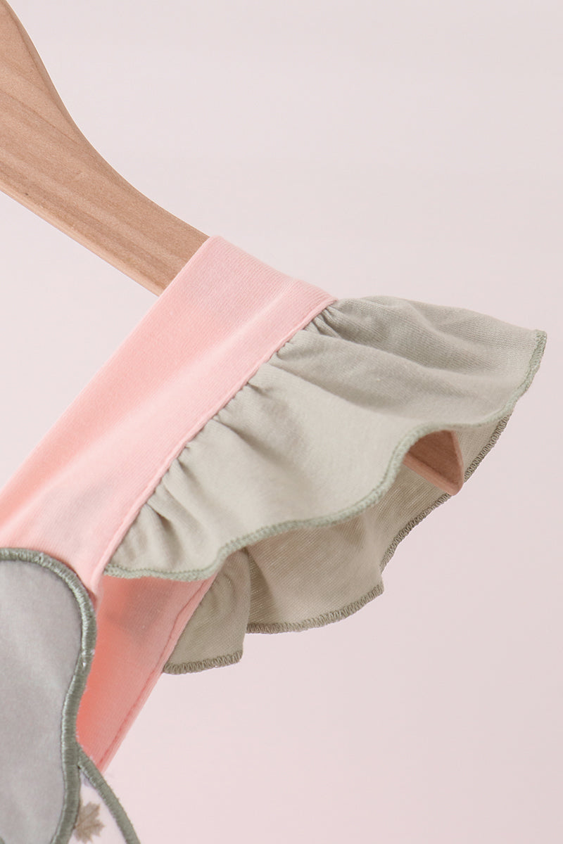 Pink Pumpkin Bow Applique Ruffle Dress