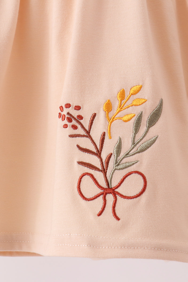 Khaki Floral Smocked Bloomer Set