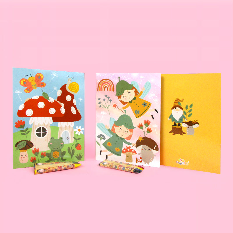 Garden Gnomes & Fairies Coloring Books With Crayons Party Favors - Set Of 6 Or 12