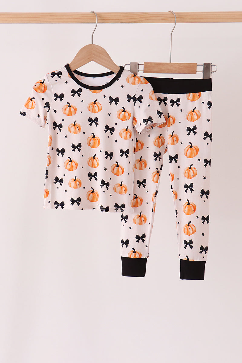 Bow Pumpkin Bamboo Pajama Set