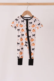 Bow Pumpkin Bamboo Romper