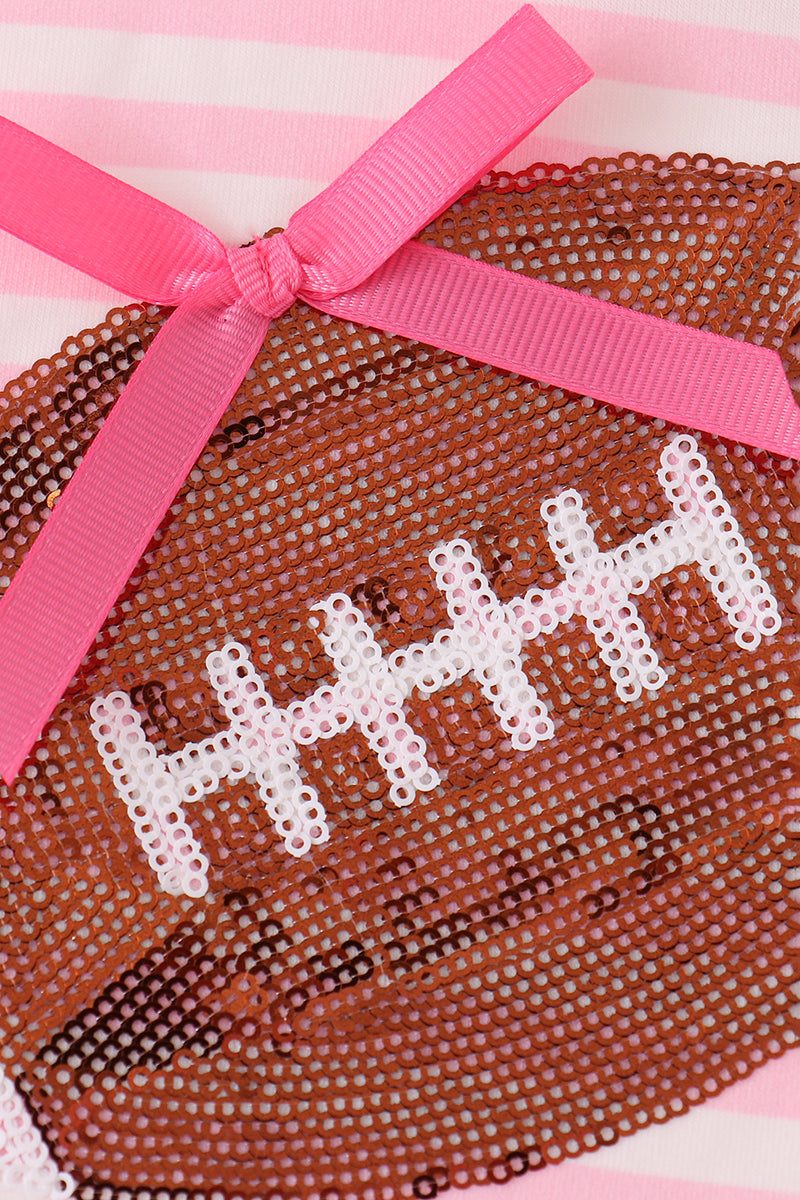 Pink Football Sequin Stripe Dress
