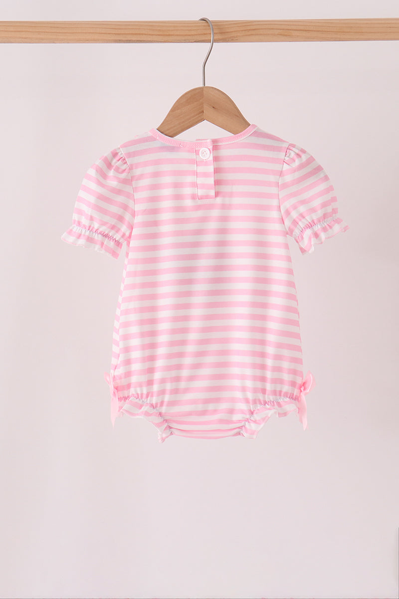 Pink Football Sequin Stripe Ruffle Bubble