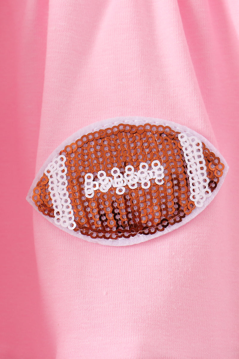 Pink Football Sequin Tiered Dress