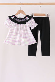 Black Ghost Embroidery Pants Set