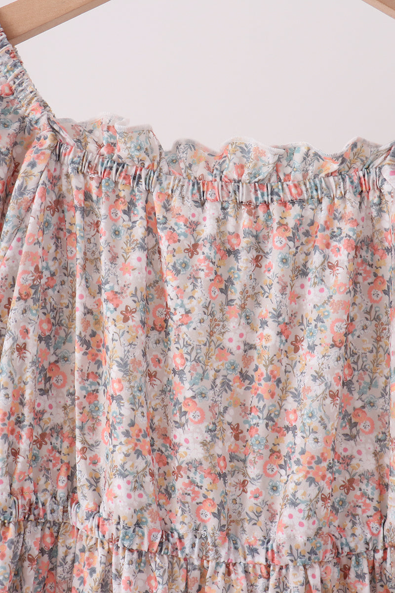 Floral Print Tiered Mom Dress