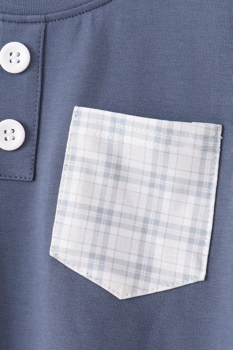 Teal Pocket Plaid Pants Set