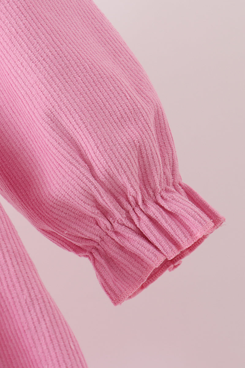 Pink Corduroy Lace Smocked Dress