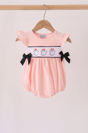 Pink Ghost Embroidery Ruffle Bubble