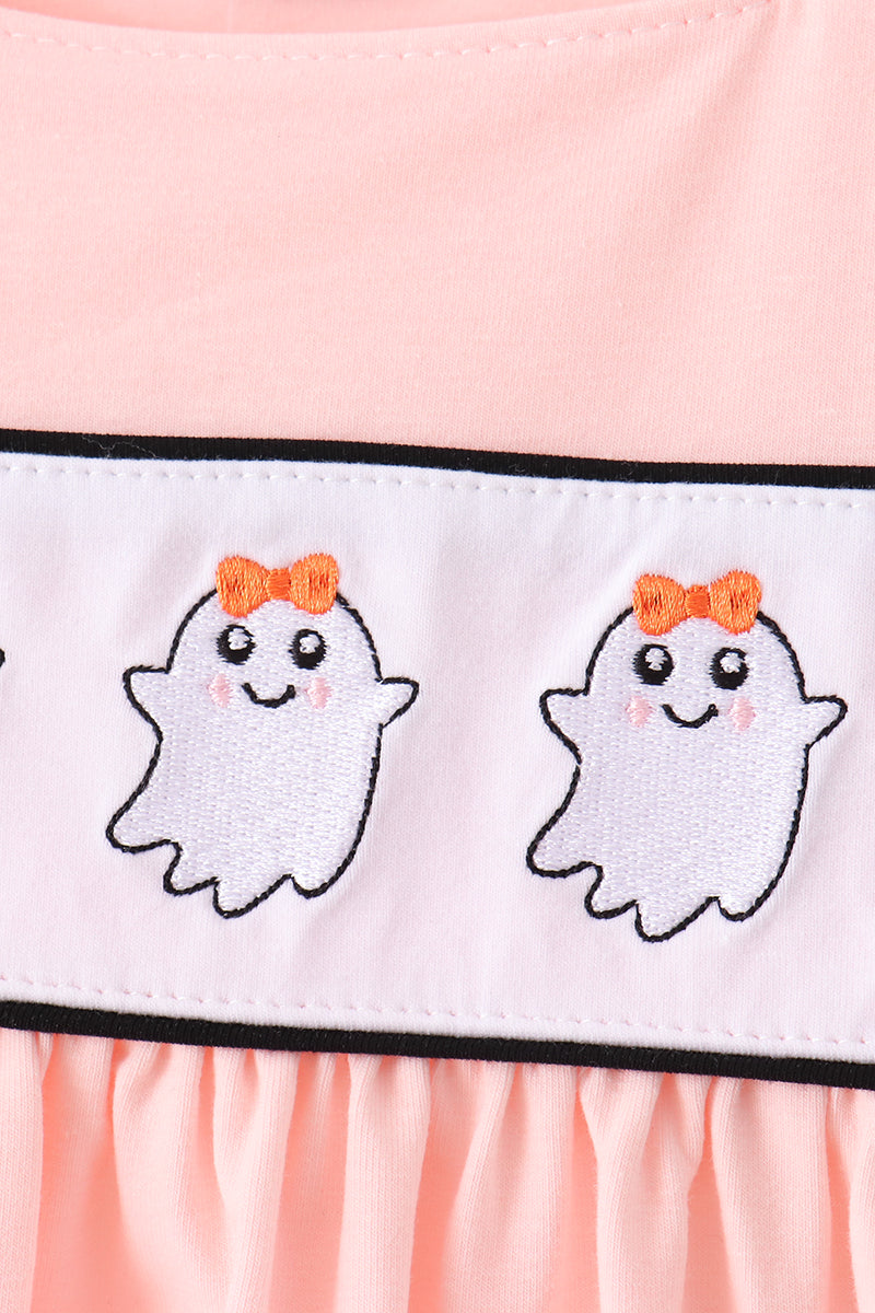 Pink Ghost Embroidery Ruffle Bloomer Set
