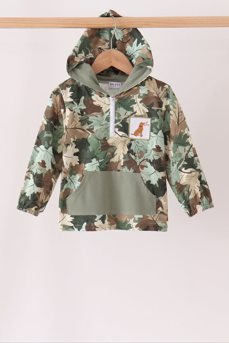 Camouflage Puppy Embroidery Hoodie