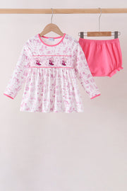 Pink Cowboy Boots Smocked Bloomer Set