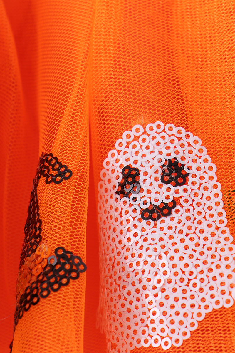 Orange Pumpkin Bat Sequin Tutu Skirts