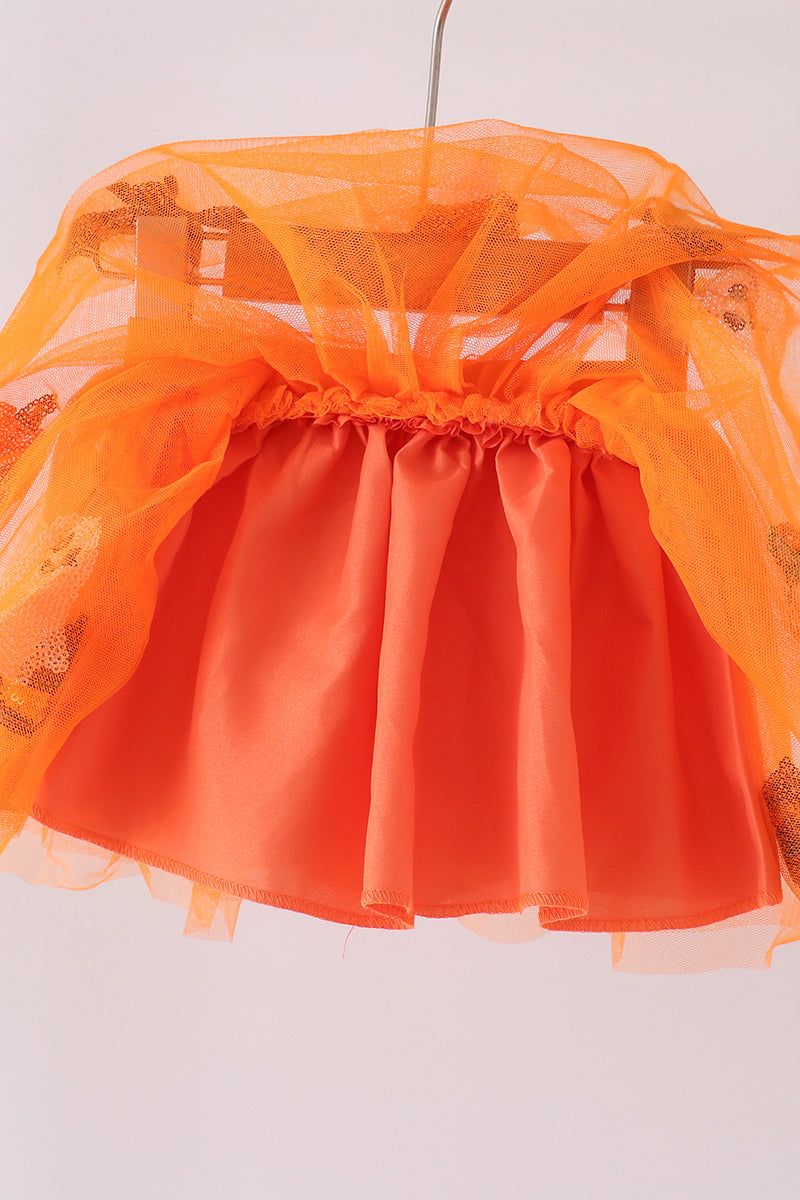 Orange Pumpkin Bat Sequin Tutu Skirts
