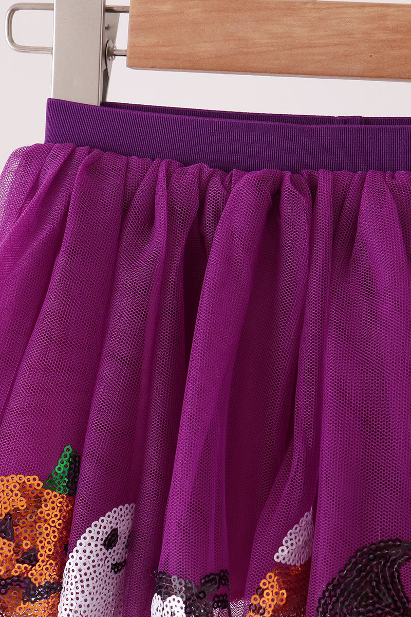 Purple Pumpkin Ghost Sequin Tutu Skirts