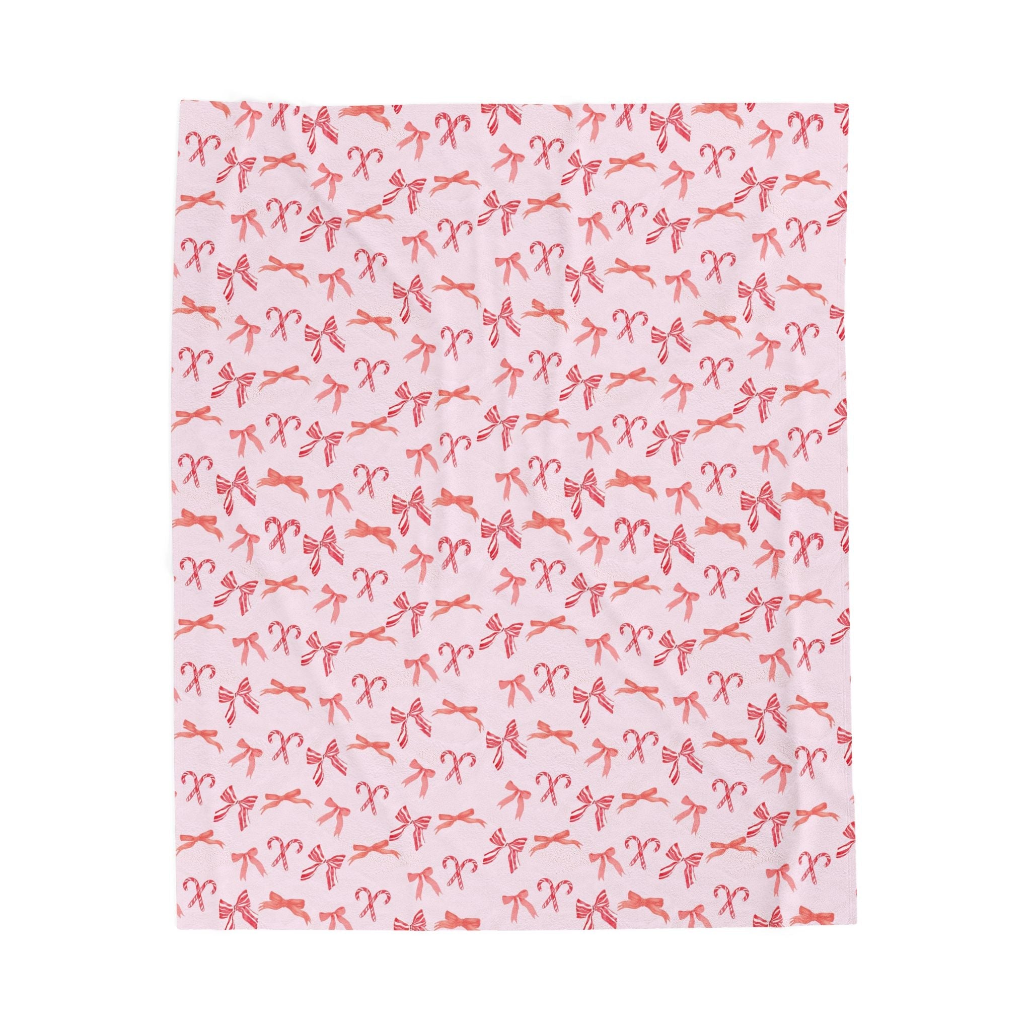 Preppy Bows & Candy Cane Velveteen Blanket