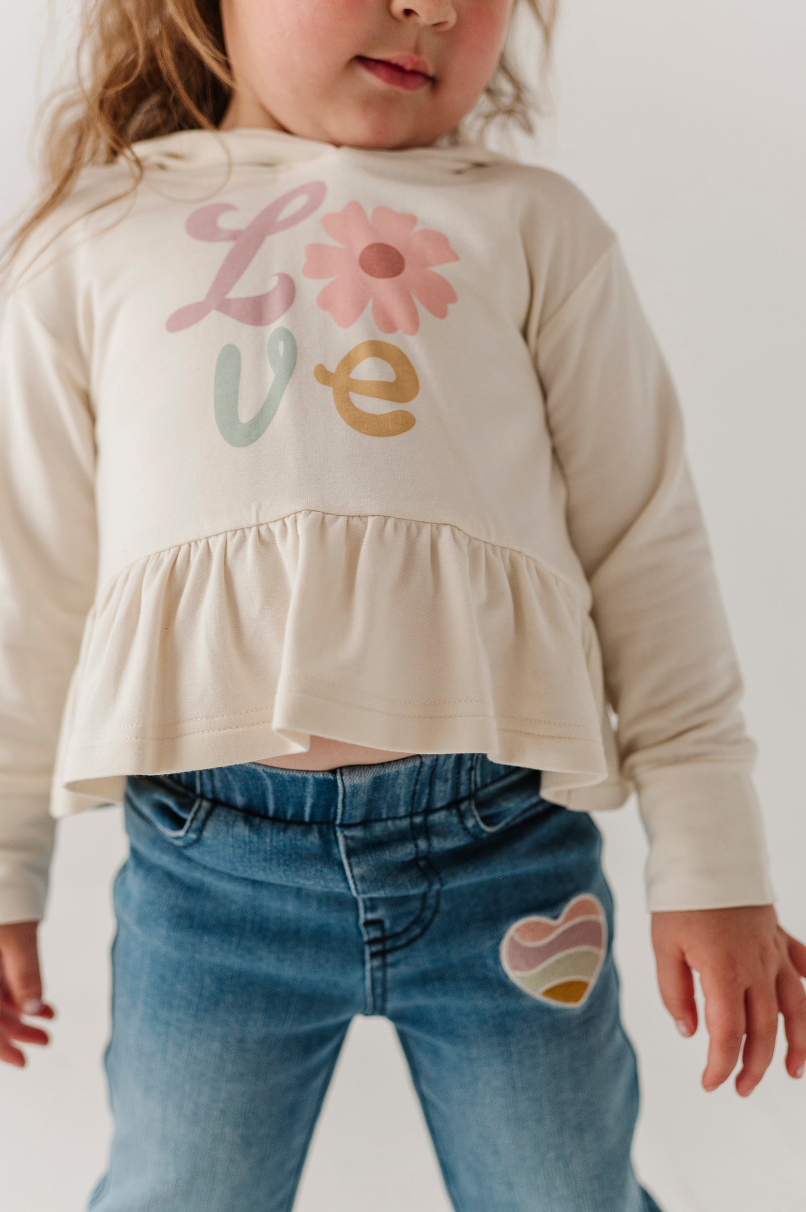 Girls Peplum Hoodie In Daisy Love