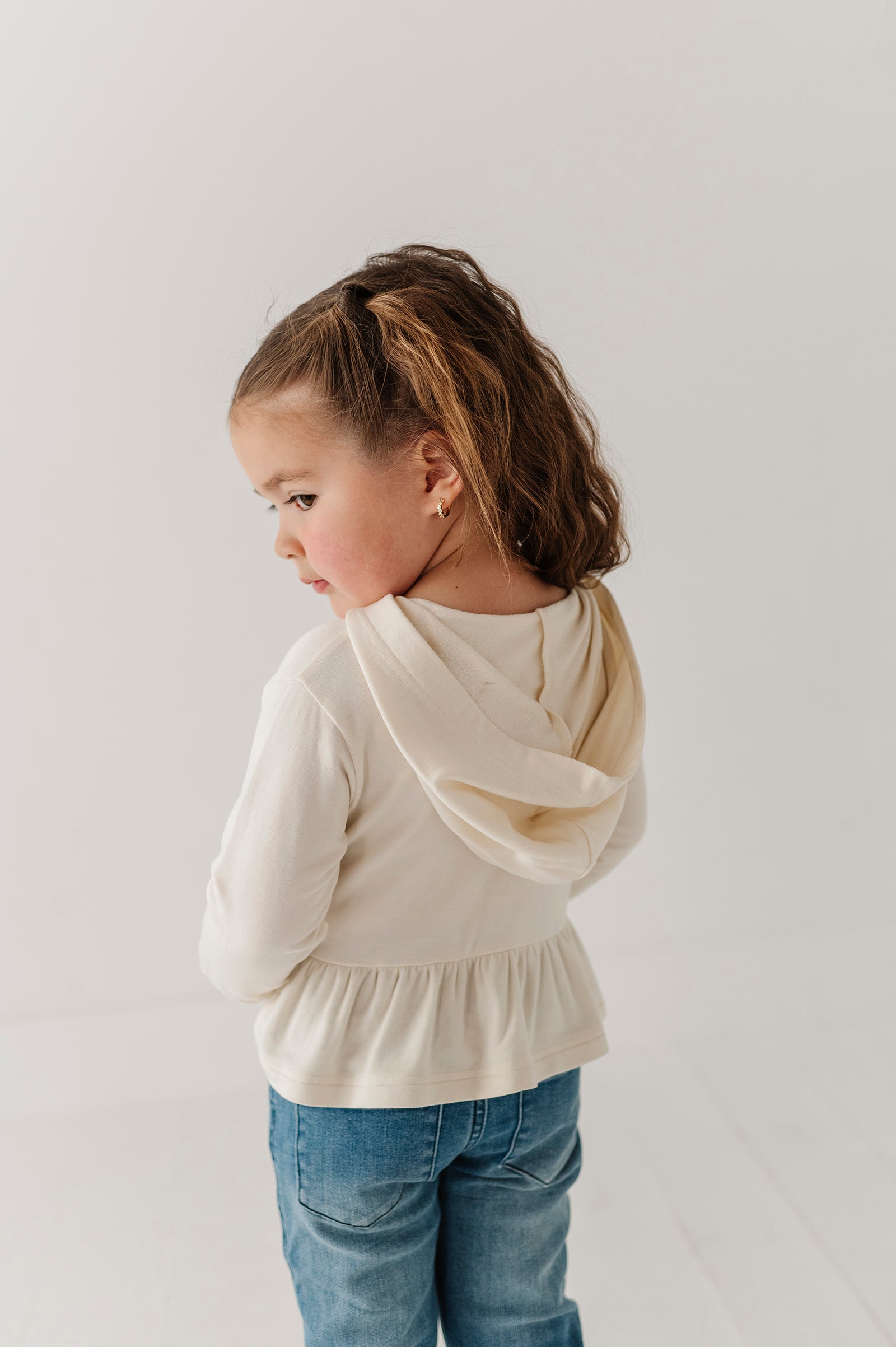 Girls Peplum Hoodie In Daisy Love