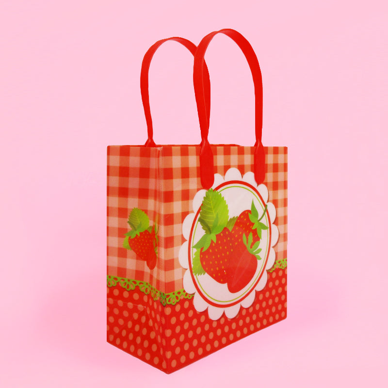 Strawberry Party Favor Bags Treat Bags - Set Of 6 Or 12