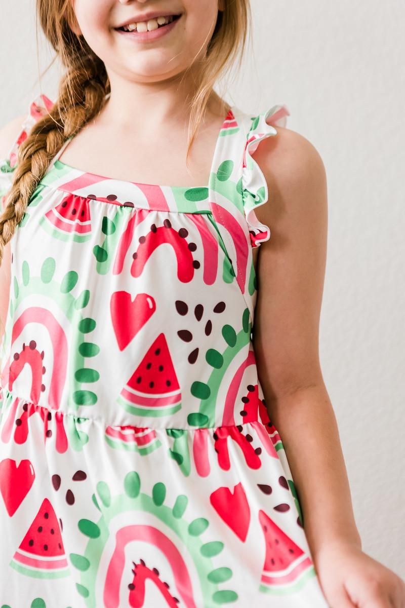 One In A Melon Ruffle Cross Back Dress