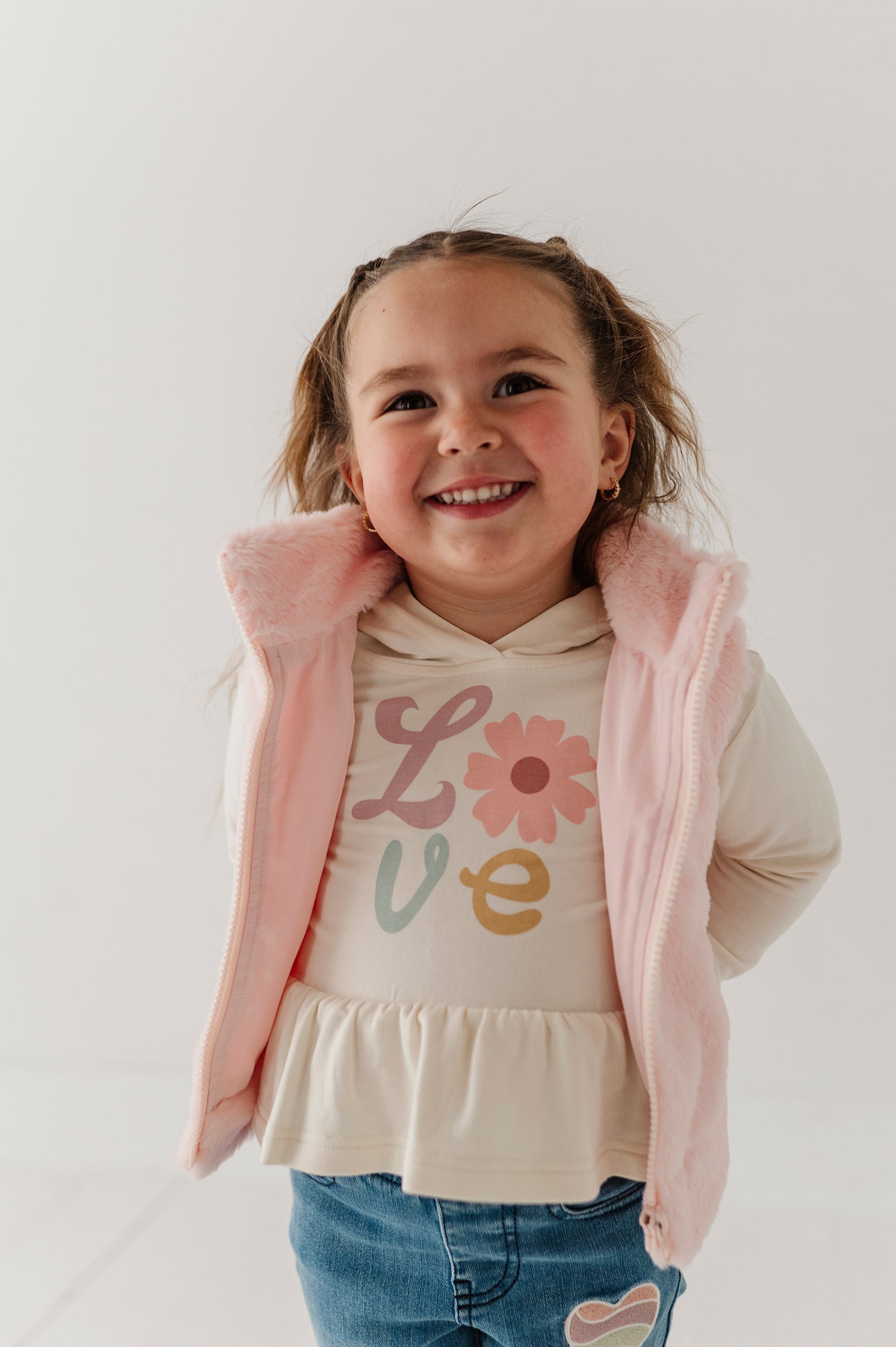 Girls Fur Vest In Light Pink