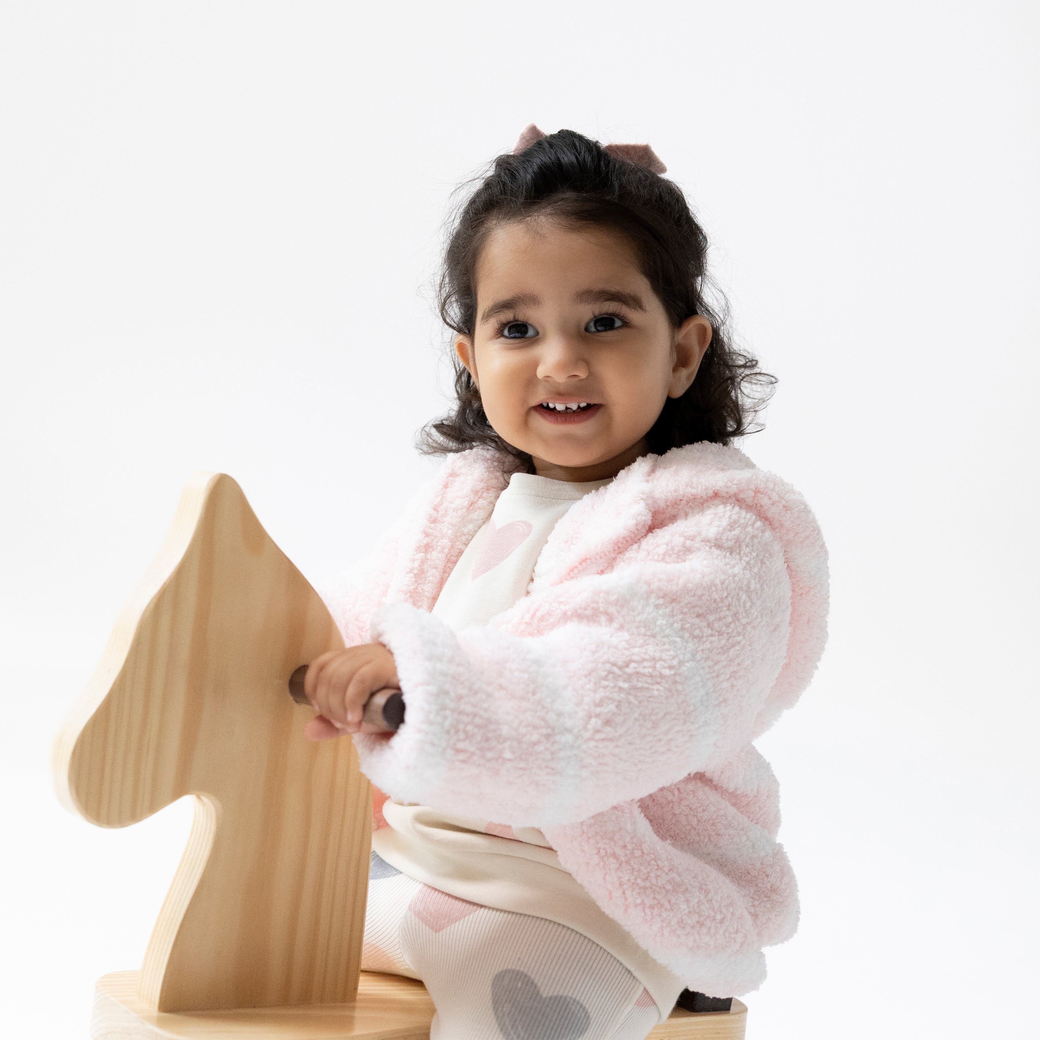 Chenille Hoodie - Pretty Pink & Ivory Stripe