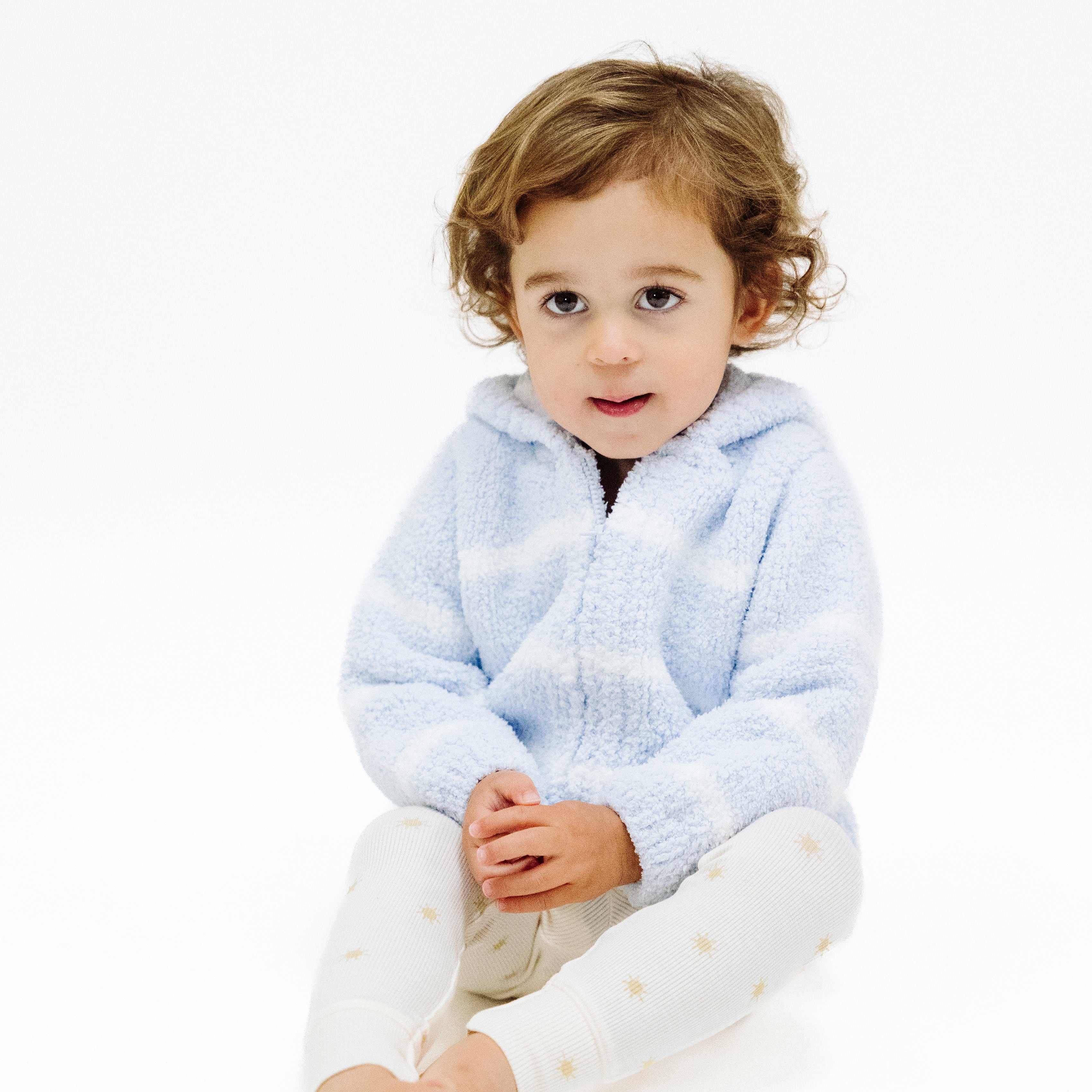 Chenille Hoodie - Light Blue & Ivory Stripe