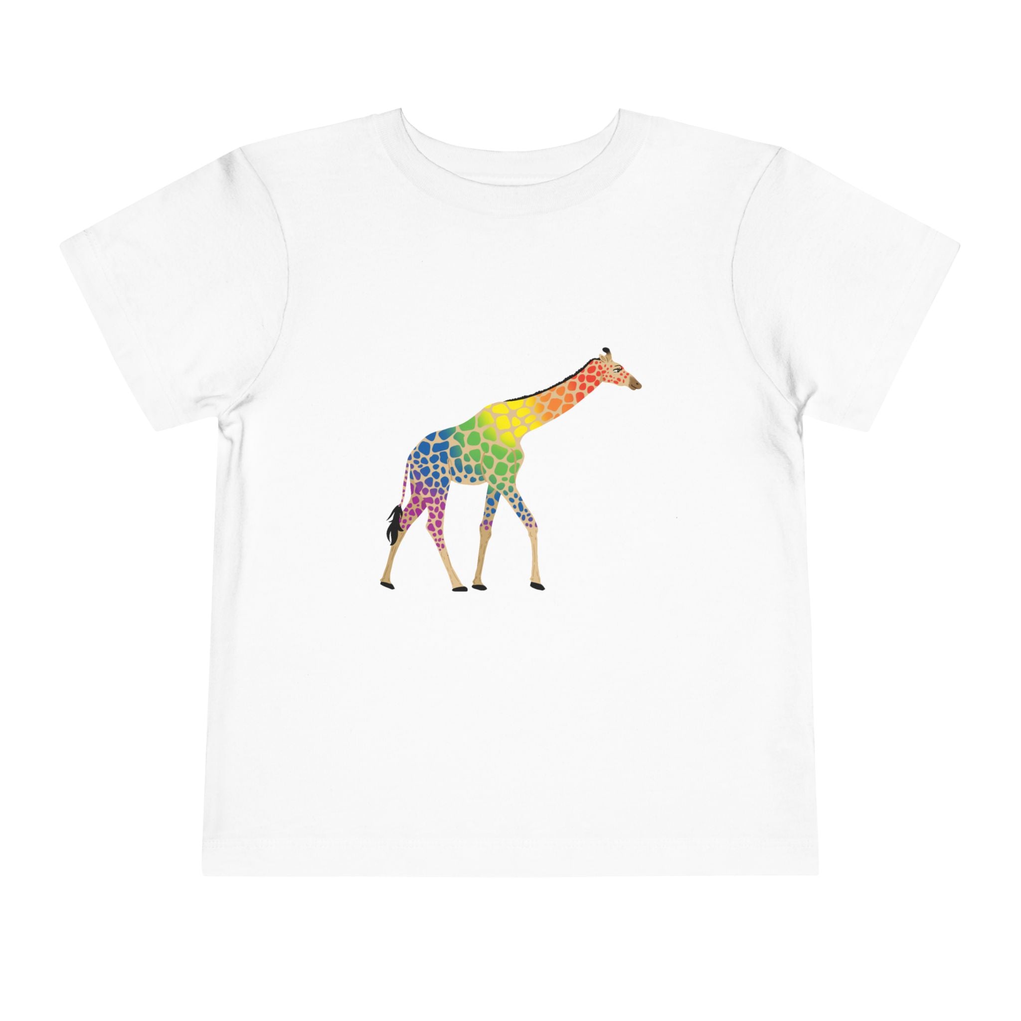 Rainbow On My Parade Giraffe Toddler Tee Shirt