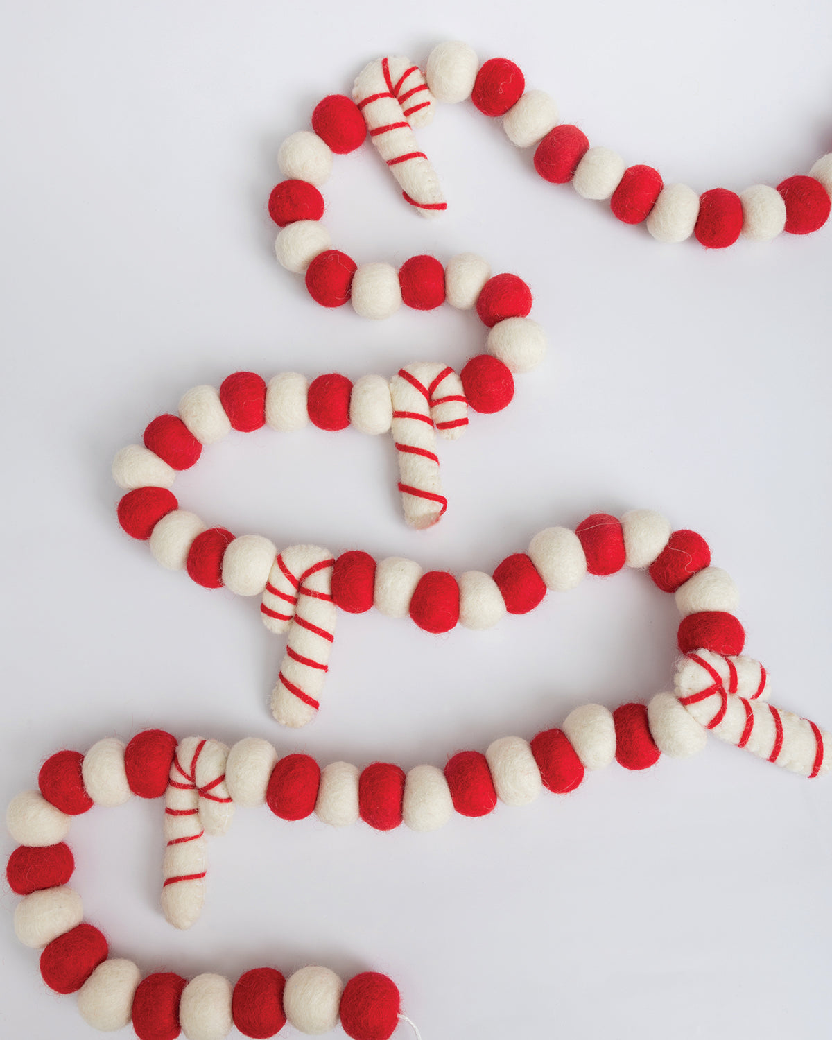 Red And White Stripe Felt Candy Cane Garland
