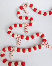 Red And White Stripe Felt Candy Cane Garland