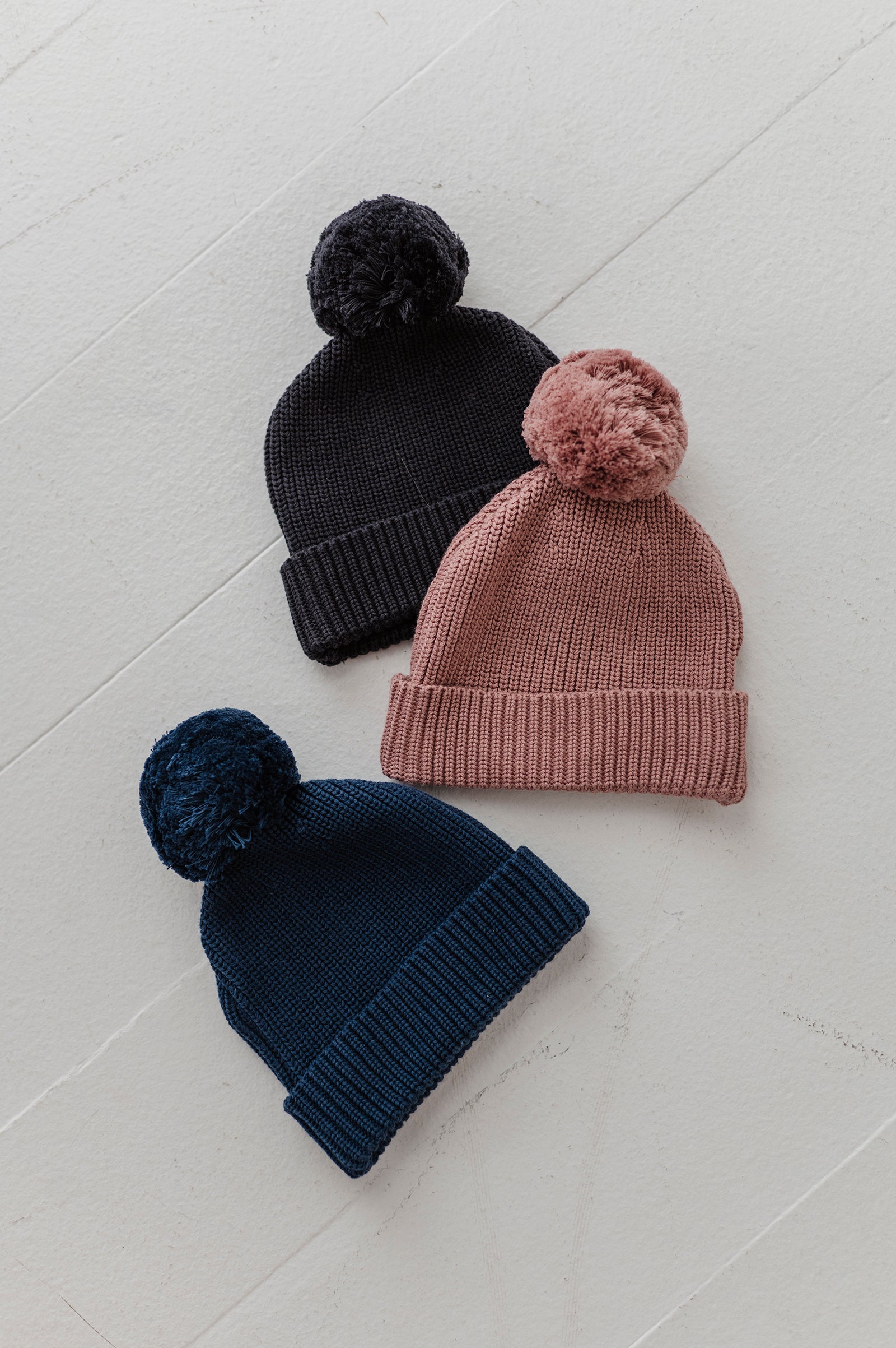 Knit Pom Hat In Charcoal