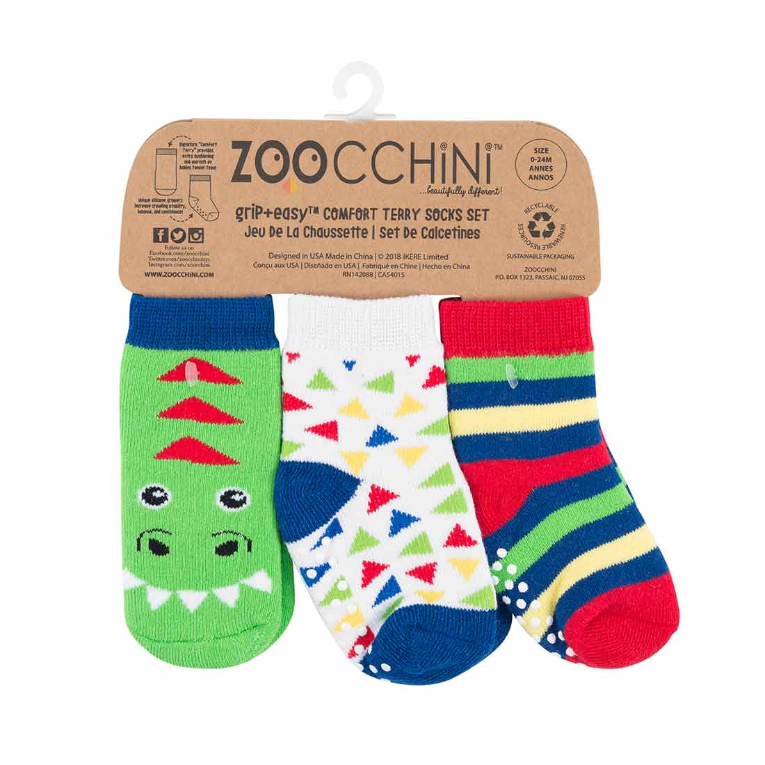 Baby/toddler Terry Socks Set (3-pk) - Devin The Dinosaur