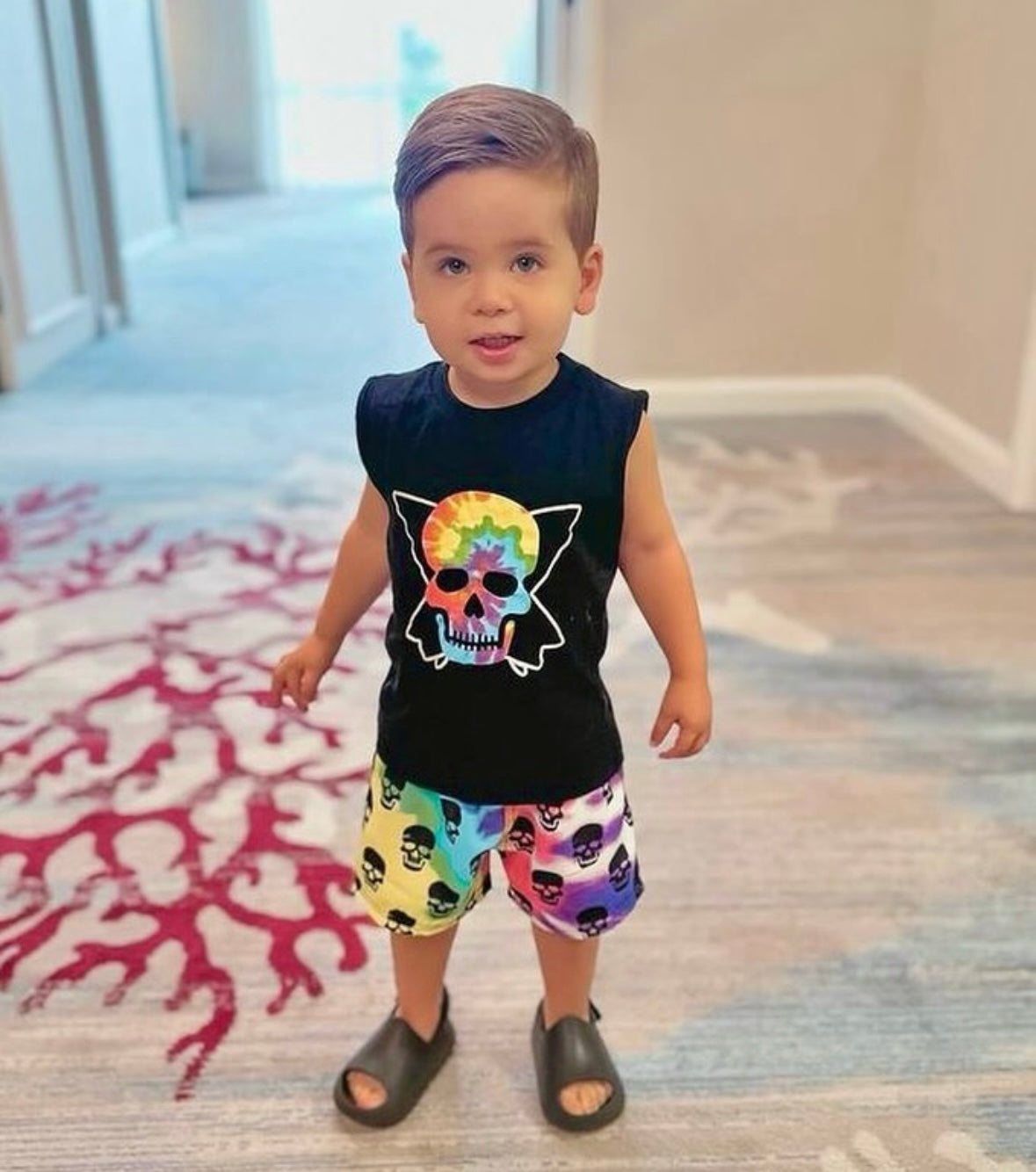 Kids Muscle Tee - Tie Dye Skull