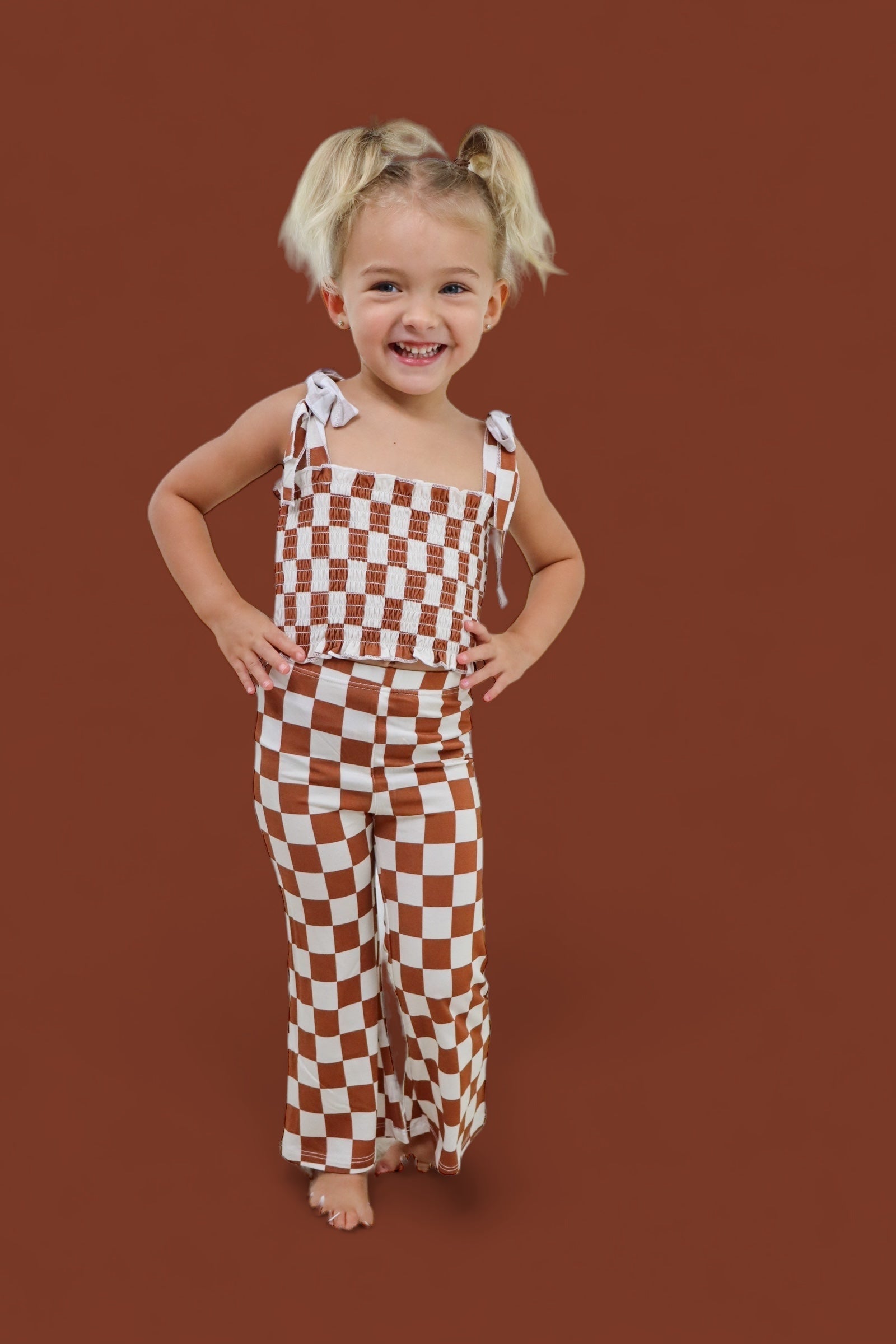 Copper Checkers Dream Smocked Flare Set
