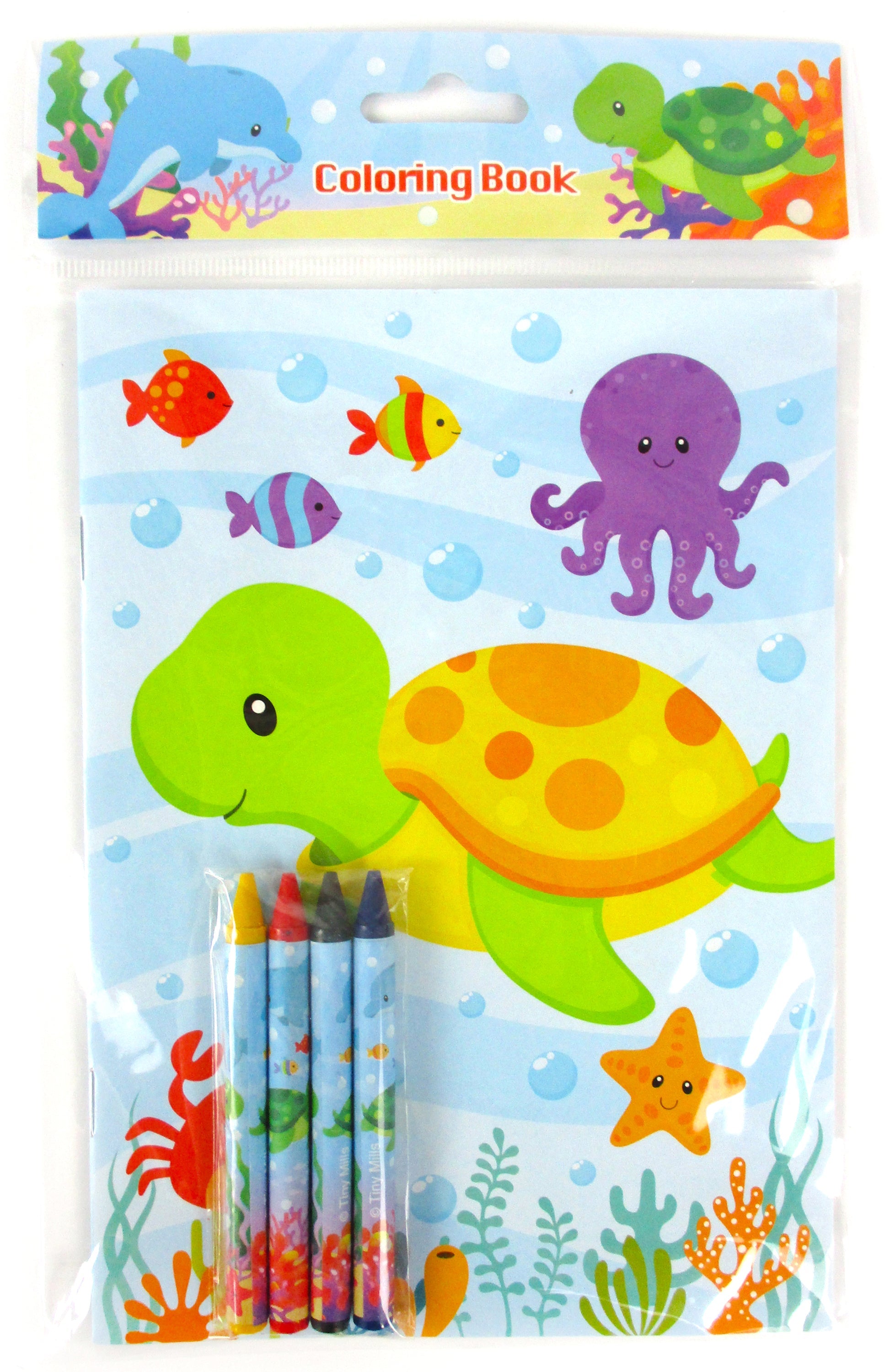 Sea Life Ocean Animals Coloring Books With Crayons Party Favors - Set Of 6 Or 12