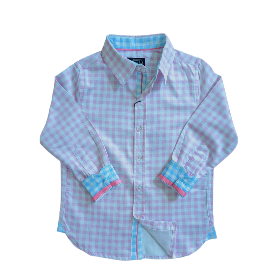 Gingham Pink Shirt In Long Sleeves